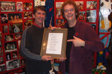 Julian the Juggler and Mattie Faint at the Clowns Museum, London