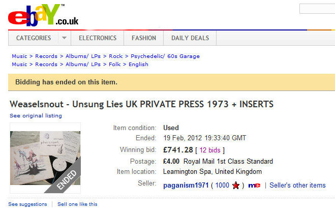 Unsung Lies on eBay 2012